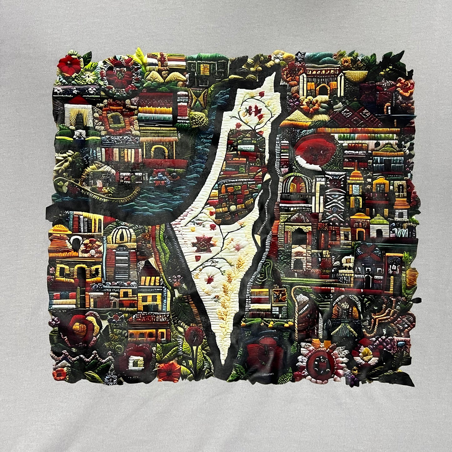 Premium HERITAGE PALESTINE MAP Grey T-Shirt - UNISEX